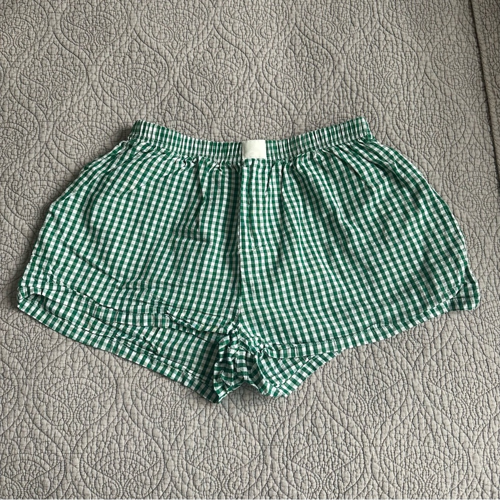 Green Gingham Shorts